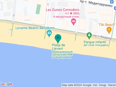 Пляж Леванте на карте Пляж Леванте на карте