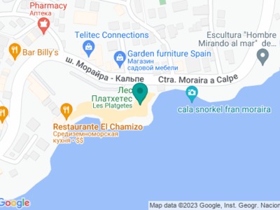 Пляж Лес-Платхетес (Playa Les Platgetes) на карте Пляж Лес-Платхетес (Playa Les Platgetes) на карте