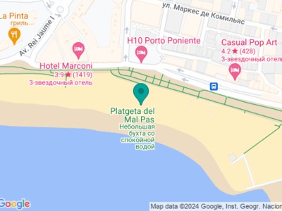 Пляж Маль-Пас на карте Пляж Маль-Пас на карте