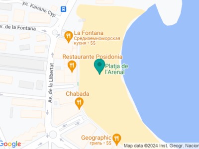 Пляж Эль Ареналь на карте Пляж Эль Ареналь на карте